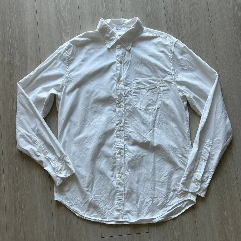 J Crew Broken In Organic Cotton Oxford Shirt Classic Men Medium White